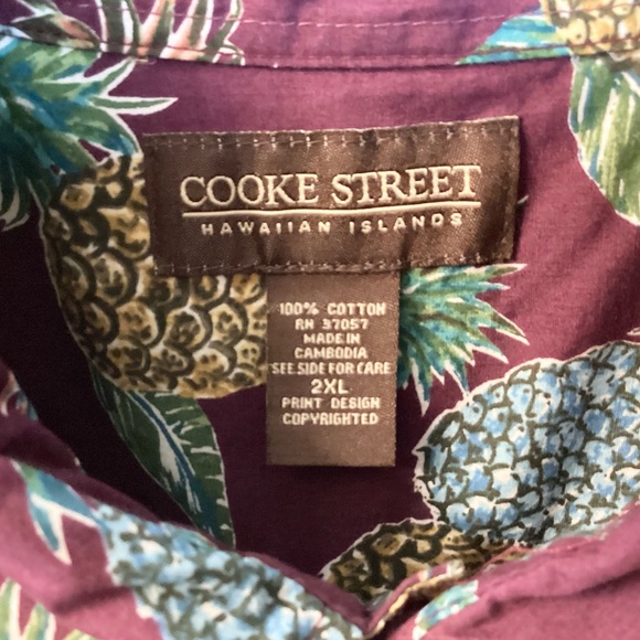 Cooke Street Short Sleeve Pineapple Print Hawaiian Button Up Shirt - 2XL - Picture 5 of 5